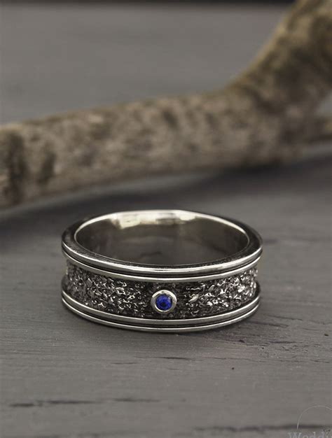 Men S Sapphire Wedding Band In Sterling Silver Sapphire Bold Ring