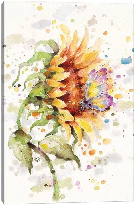 Sunflower Wall Art - Sunflower Canvas Wall Decor, Sunflowers Watercolor Flower Prints Pictures ...