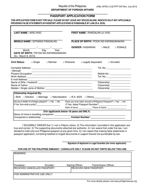 Printable Passport Application Form Philippines Printable Form 2024