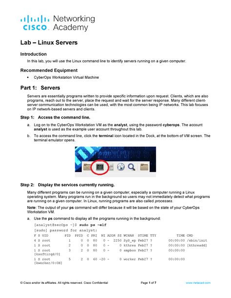 Cyber Ops Ch Lab Linux Os Security Linux Servers Introduction In