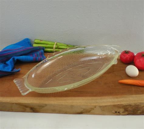 Glasbake Fish Shaped Bakeware Casserole Poacher Glass