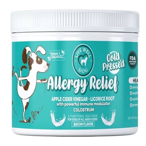 Live Well Dog Allergy Relief Cold Pressed Chew with Colostrum 120 coun