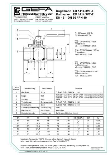 Butterfly Valve Series K Dn Dn Gefa Processtechnik Pdf