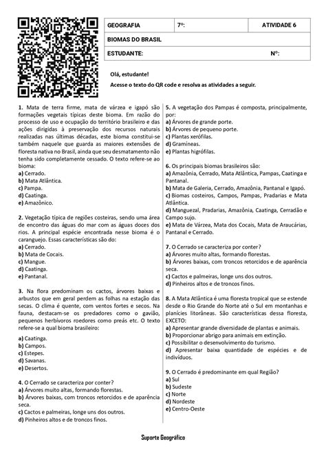 Questões Sobre Biomas Brasileiros - Questões Sobre Biomas Brasileiros 7 Ano - FDPLEARN
