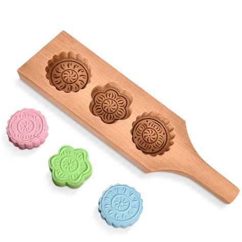 Amazon Wooden Mooncake Mold Flower Shape Handmade Baking Mold