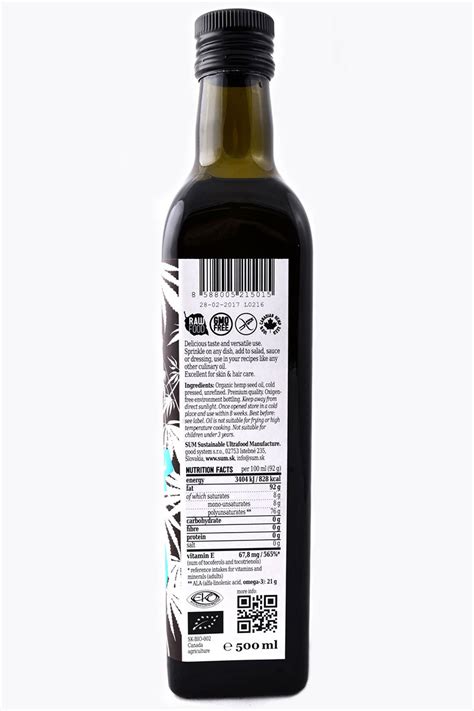 SUM Hemp Seed Oil Organic 500 ml SUM Konopný olej BIO 500ml