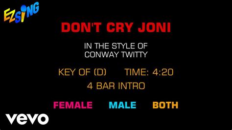 Conway Twitty - Don't Cry Joni (Karaoke EZ Sing) - YouTube Music