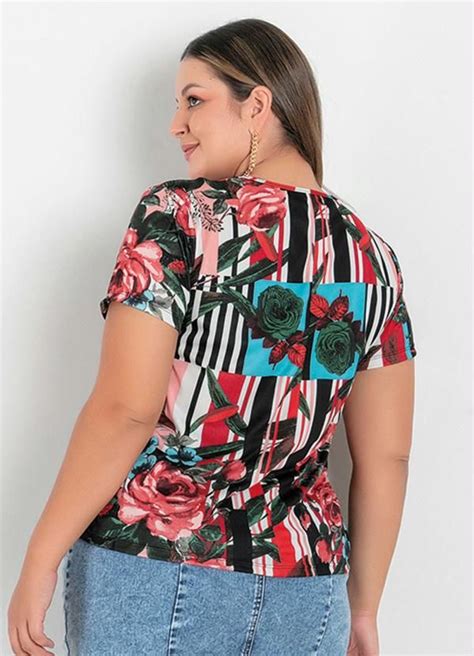 Marguerite Blusa Mix de Estampas Amarração Plus Size