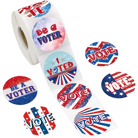 Amazon.com: 500 Pcs Vote Stickers Roll Glitter White Red Blue Self ...