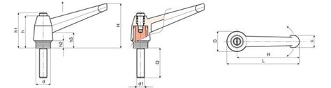 Dźwignia nastawna z trzpieniem gwintowanym R 104mm M14 x 40mm 6 0002