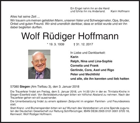 Traueranzeigen von Wolf Rüdiger Hoffmann 57trauer de