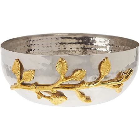 Amazon Elegance Golden Vine Hammered Stainless Steel Oval Tray