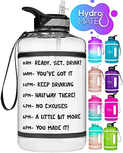 HydroMATE Half Gallon 64 Oz Motivational Water Bottle With Time Marker