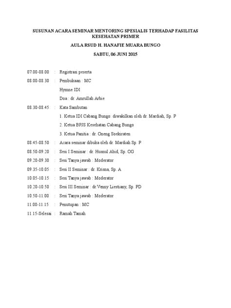 Detail Contoh Susunan Acara Seminar Koleksi Nomer