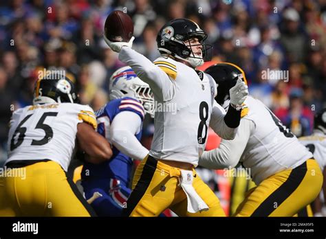 Pittsburgh Steelers Quarterback Kenny Pickett 8 Throws A Pass During