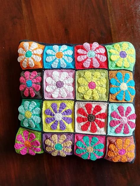 Crochet Pattern Daisy 3d Retro Flower Granny Square Crochet Etsy