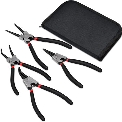 4 Piece Snap Ring 7 Inch Internal External Circlip Pliers Kit Straight