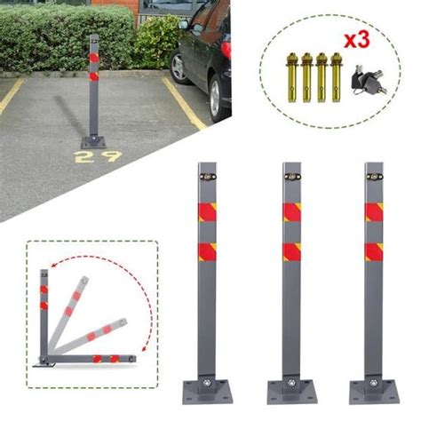 XMTECH 3 pièces Barrière de Parking pliable Poteaux de stationnement