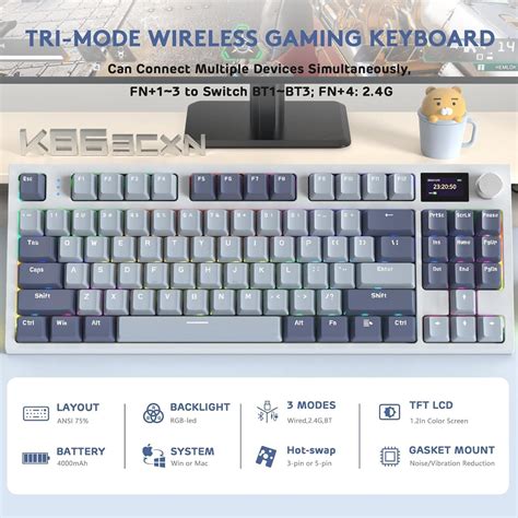 RK86 RGB 75 Wireless Gasket Mechanical Keyboard Triple Mode Bluetooth5 0 2 4G USB C 82 Keys Hot