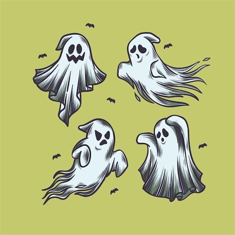 Coleção de fantasmas de halloween desenhada à mão | Vetor Grátis