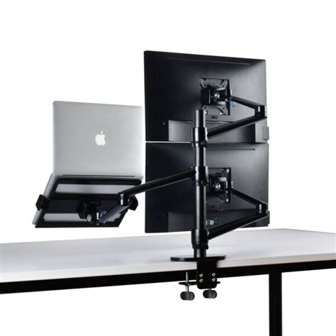 Desktop Mount Laptop Tray with Dual Monitor Arm Bracket For Lcd Led Monitors - DewinErgo丨 ...