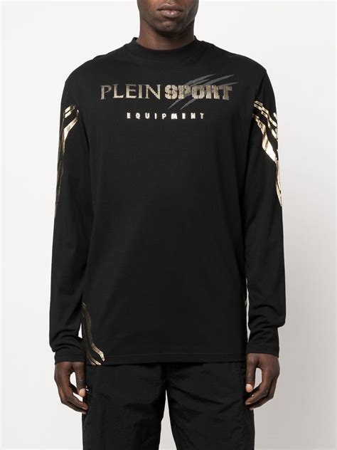 Plein Sport Tiger Logo Print Long Sleeve T Shirt Farfetch