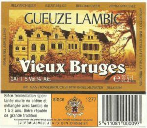 Drink Label Gueuze Lambic Vieux Bruges Brouwerij Van Honsebrouck