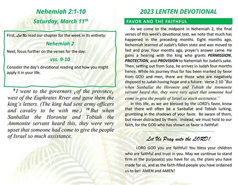 2023 LENTEN DEVOTIONAL (Saturday - Week Two)