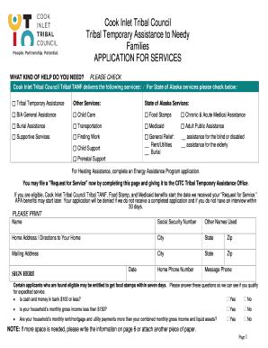 Fillable Online Tribal TANF Application - Cook Inlet Tribal Council Fax Email Print - pdfFiller