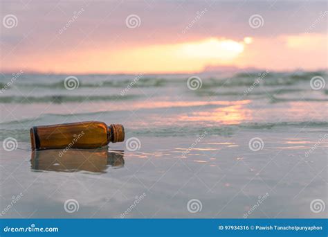 Glass Bottle on Tropical Sea Beach. Stock Photo - Image of lifestyle ...