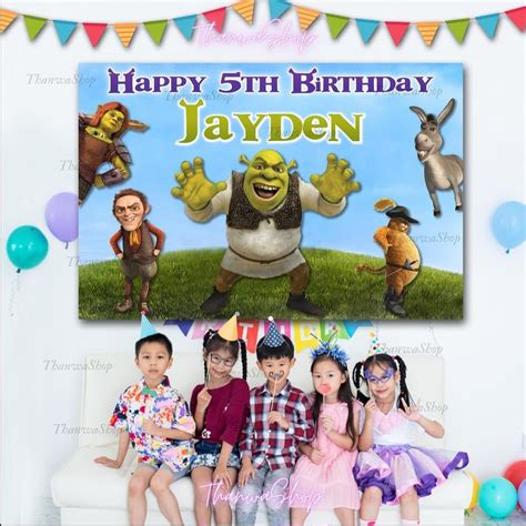 Printable Personalized Shrek Backdrop, Shrek Birthday Backdrop ...