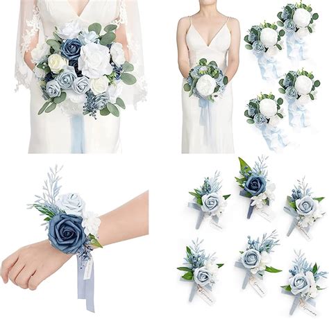 Ling S Moment Dusty Blue Wedding Bouquets Package Bridal Bouquet