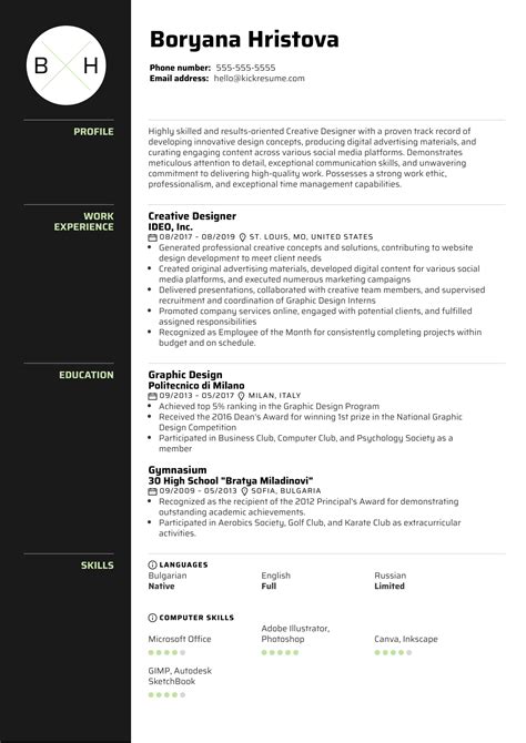 Creative Designer Resume Template | Kickresume