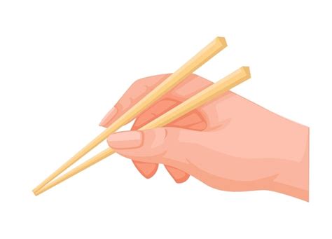 Premium Vector Hand Hold Chopstick Asian Kitchen And Eating Utensils