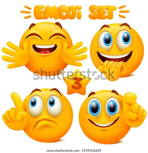 Set Yellow Emoji Icons Emoticon Cartoon Stock Vector (Royalty Free ...