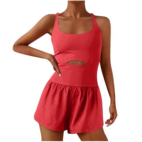 Women's Running Onesie Workout Rompers Athletic One Piece Shorts