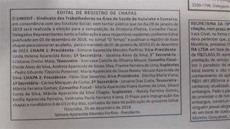 EDITAL DE REGISTRO DE CHAPAS