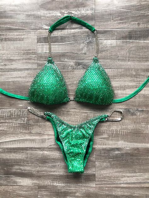 Competition Bikini Kelly Green Ombre Npc Ifbb Ocb Etsy