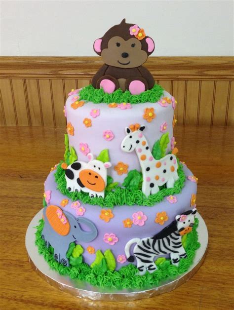 Baby Girl Safari Themed Shower Cake Festa Safari Bolo Festa