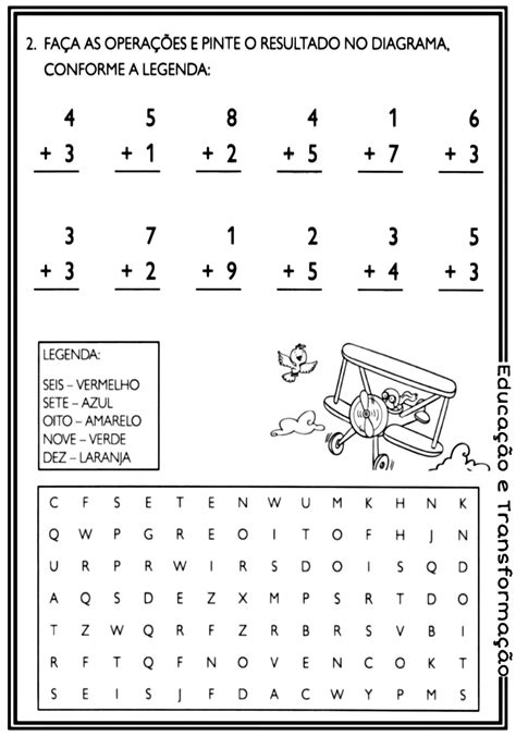 Adição Atividade de matemática para trabalhar a operação de adição