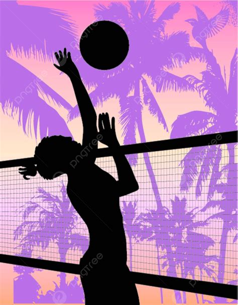 Pacific Ocean Beach Volley Vector Art Tropical Background Illustration