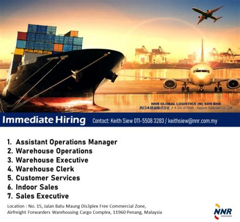 Immediate Hiring From Nnr Global Logistics M S B