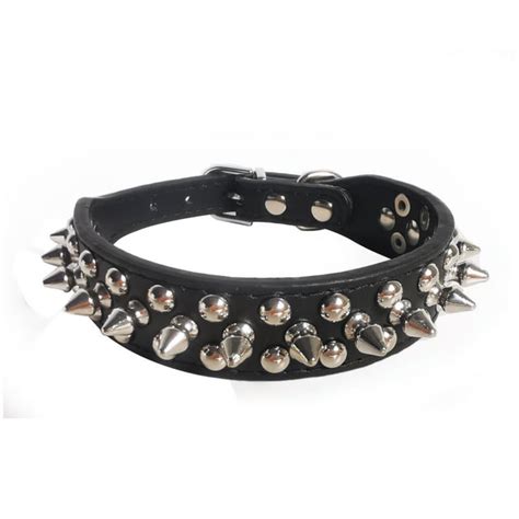 Spiked Pu Leather Dog Collar Soft Funny Mushrooms Rivet Spike Studded