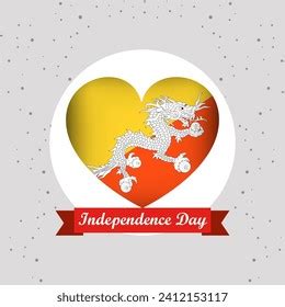 Bhutan Independence Day Heart Emblem Design Stock Vector Royalty Free