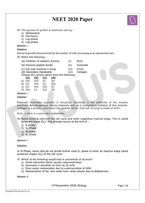 Neet Question Paper Biology Solved With Pdf