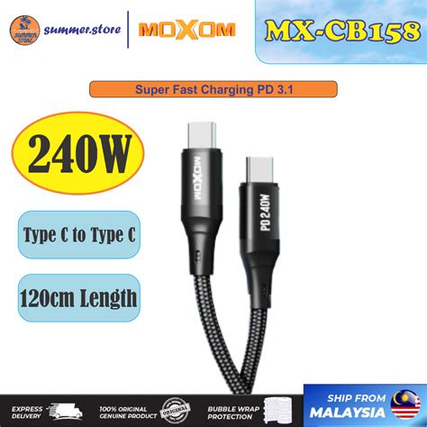 Moxom Cable Mx Cb Pd Type C To Type C W Super Fast Charge Data