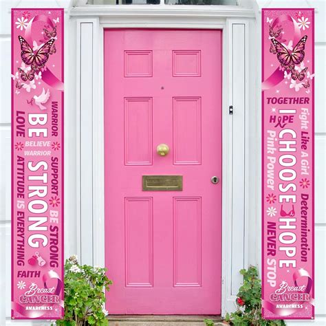 Amazon HOWAF Breast Cancer Awareness Porch Sign Pink Ribbon Party