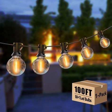 DAYBETTER Outdoor String Lights 100ft With 50 G40 Edison Vintage Bulbs