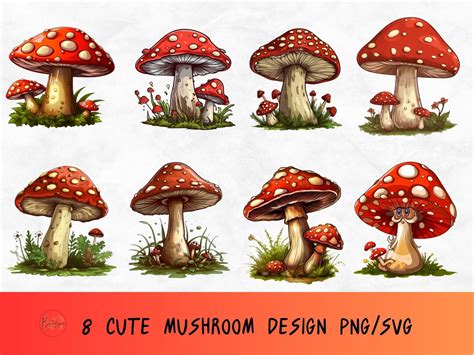 Floral Mushroom Svg Bundle Cute Mushroom Svg Magic Forest Png Fungus Clip Art Design