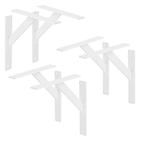 6x Soportes De Estante De Aluminio Blanco 240x240mm Para Balda O Repisa